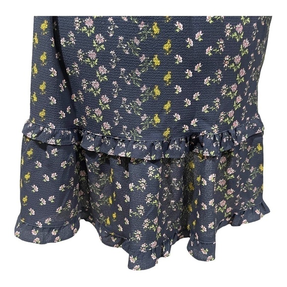 Max Studio Womens V-Neck Empire Waist Dress medium Navy Floral - Picture 6 of 9